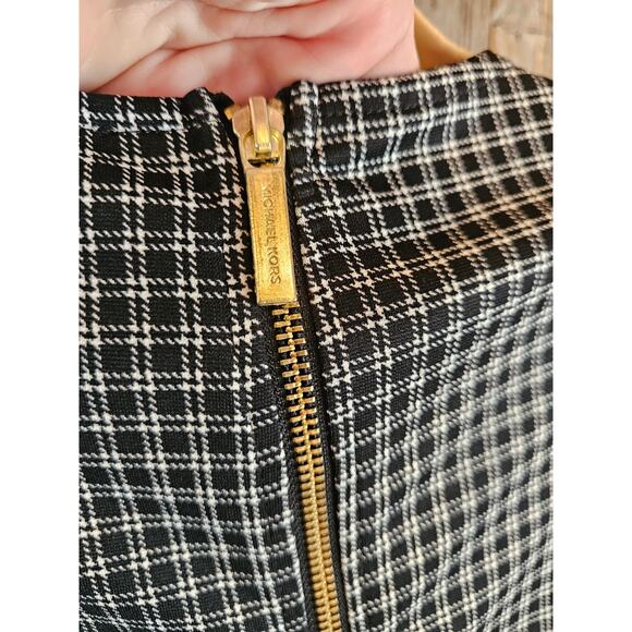 NWT Michael Kors Black White Plaid Faux Leather
Trim Chic Career shift PS PETITE - Picture 8 of 10